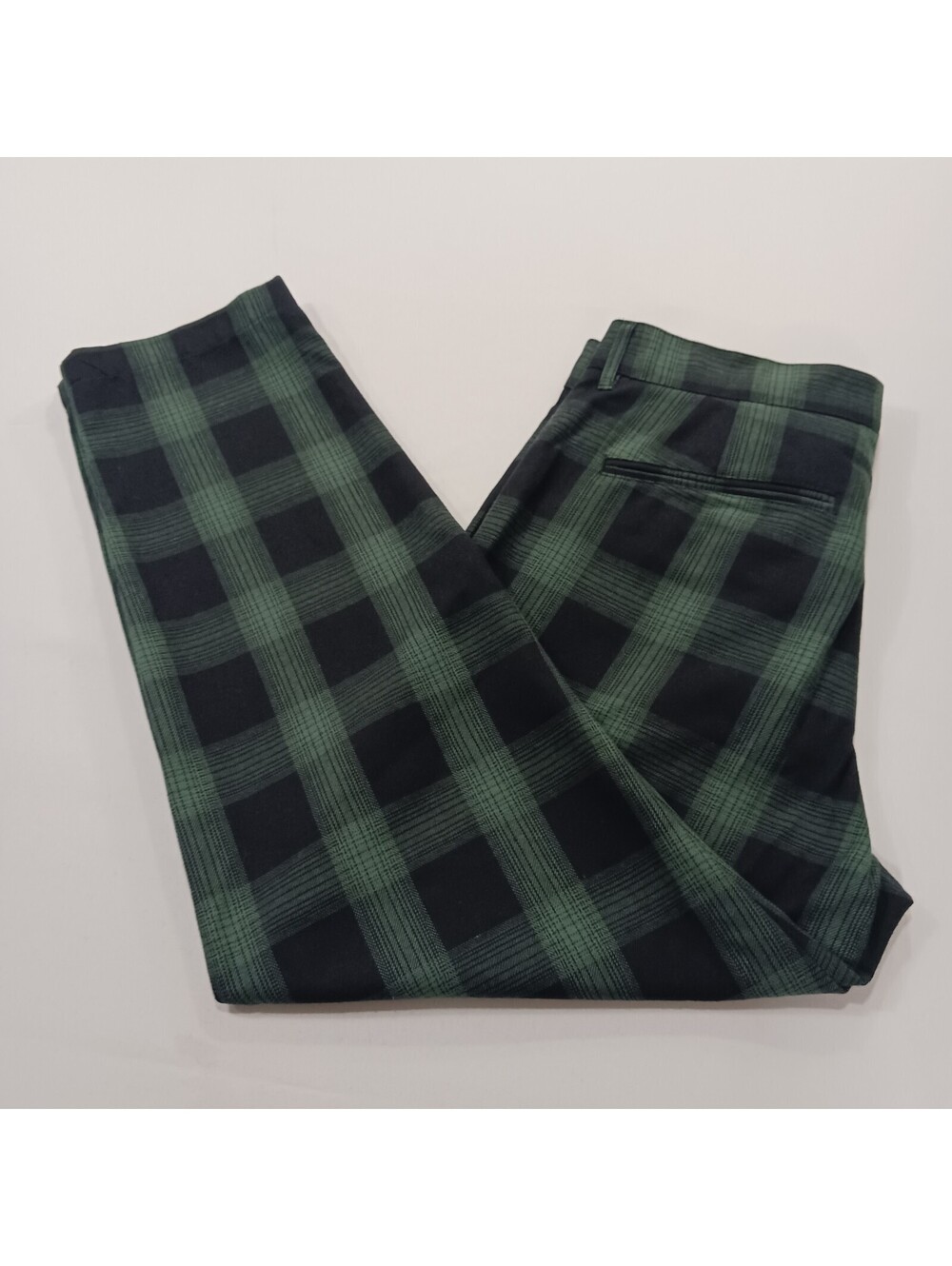 Houston White Women's Green/Black Plaid Trousers Pants Size 33×30 Fits (32×27)